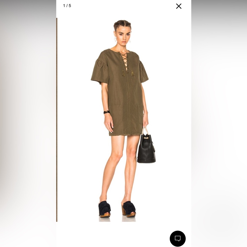 Ulla Johnson Marcelle Olive Cotton twill tunic dress,